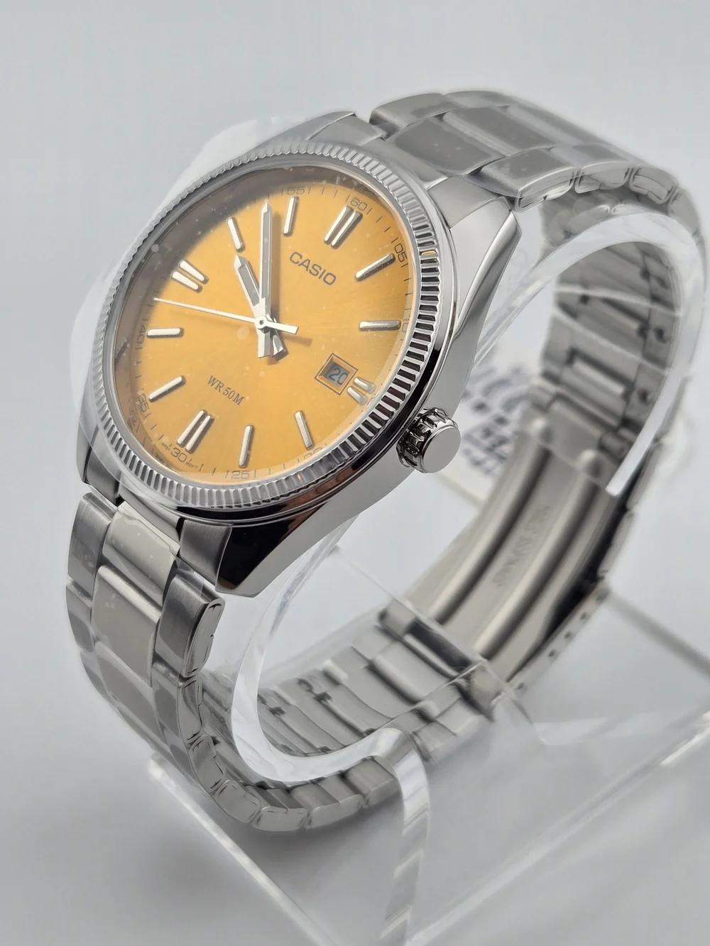 Casio Men's Stainless Steel Watch with Yellow Dial